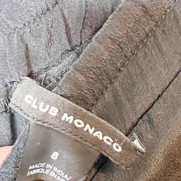 Club Monaco Womens Black Silk Tassel Elastic Waist Wide Leg Cropped Pant Size 8 - Picture 5 of 7